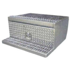 CSM Aluminum Diamond Plate Tool Box, 30 x 30 x 15 Inch W/ Perforated Steps For Peterbilt 359, 377, 378, 379, 389, 389 Glider