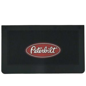 24 X 18 Inch Black Rubber Mud Flap W/ Red & White Peterbilt Logo