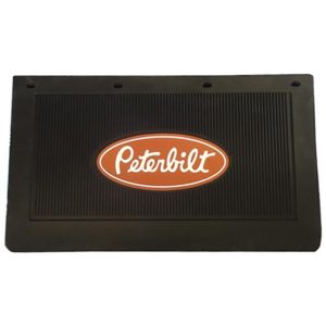 24 W X 14 H Black Rubber Mud Flap W/ Red & White Peterbilt Logo