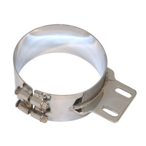 Chrome Plated SS Straight Exhaust Mounting Bracket, 8 Inch For Peterbilt 377, 378, 379, 386, 388, 389