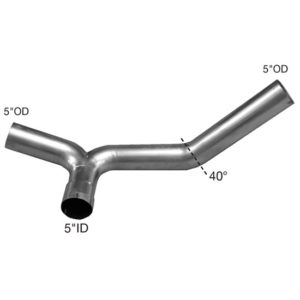 BESTfit 5 Inch Aluminized Y-Pipe Exhaust W/ 5 Inch ID Inlet, Replaces 14-13055 For Peterbilt