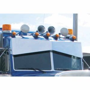 14 Inch SS Southern Style Bowtie Visor, Blind Mount For Peterbilt 378, 379, 386, 388, 389