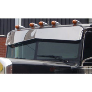 12 To 8 Inch Stainless Steel Reverse Bowtie Drop Visor, Side Mount For Peterbilt 2 Piece Flat Windshield