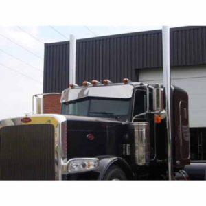 12 To 8 Inch Stainless Steel Bowtie Drop Visor, Side Mount For Peterbilt 378, 379, 386, 388, 389 Flat Top & Ultracab