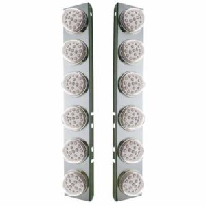 Front Air Cleaner Panels W/ 12 Amber LED Clear Lens Dual Function Reflector Lights  For Peterbilt