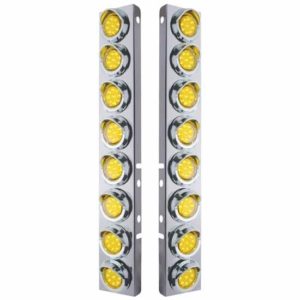 Front Air Cleaner Panels W/ 16 Amber LED Amber Lens 2 Inch Reflector Lights W/ Visors  For Peterbilt