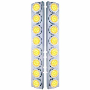 Front Air Cleaner Panels W/ 16 Amber LED Clear Lens 2 Inch Lights W/ Flat Bezels  For Peterbilt