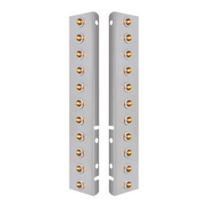 Front Air Cleaner Panels W/ 22 Amber LED Clear Lens Bulkhead Lights  For Peterbilt 378 & 379