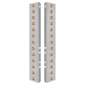 Front Air Cleaner Panels W/ 26 LED Bulkhead Lights - Amber LED/ Clear Lens For Peterbilt 378 & 379