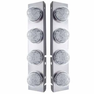 Front Air Cleaner Panels W/ 8 Amber LED Clear Lens Watermelon Lights  For Peterbilt 378 & 379