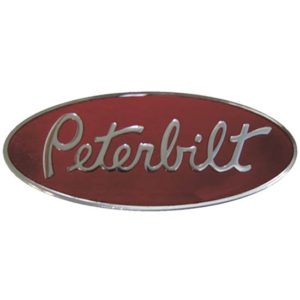 3.25 X 8 Inch Peterbilt Hood Logo Emblem - Red & Silver