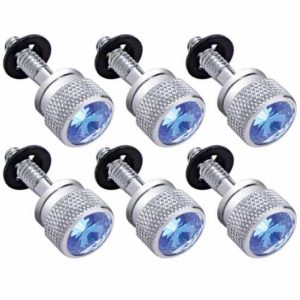 Chrome Dash Screws With Blue Jewel  For Peterbilt (Pack Of 6)