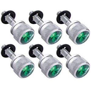 Chrome Dash Screws With Green Jewel  For Peterbilt (Pack Of 6)