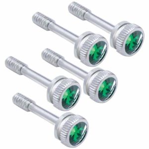 Chrome Dash Screws With Green Jewel - 5 Pack For Peterbilt