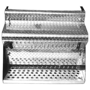 BESTfit Battery Box, 45 Inch W/ Diamond Plate Cover & Lower Step For Kenworth W900B, W900L 2004-Older