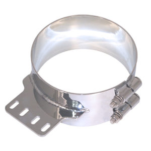 Lincoln Chrome 6 Inch Exhaust Mounting Clamp W/ 4 Bolt Mount For Kenworth Non AeroCab Models