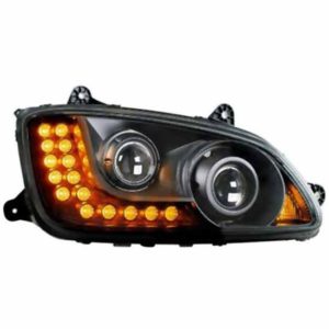Blackout Projection Headlight W/ Amber LED Accent Lights Passenger Side For Kenworth T370, T440, T470, T660, T700