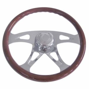 18 Inch Chrome 4 Spoke Boss Wood Steering Wheel For Freightliner