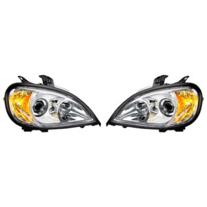 Chrome Projection Headlights For Freightliner Columbia 112, 120 - Pair