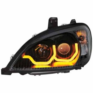 Blackout Projection Headlight W/ Dual Function LED Light Bar For Freightliner Columbia, Driver Side