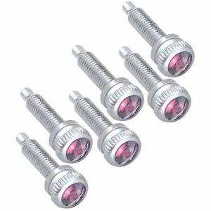 Chrome Short Dash Screw With Purple Jewel International 9000 Series (Pack Of 6)