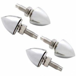 Chrome Bullet Style License Plate Bolt W/ Threaded Mounting Stud  - Pack Of 4
