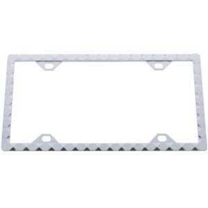Chrome License Plate Frame With Diamond Pattern