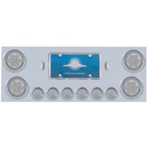 430 Stainless Steel Center Light Panel W/ 4 - 4 Inch, 6 - 2 Inch Flat Red/Clear Reflector Lights & Visors