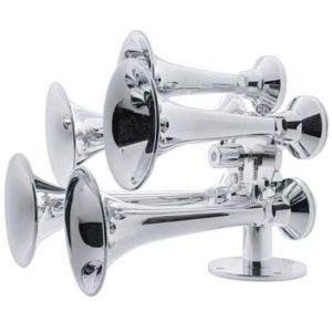 5 Trumpet Chrome Train Horn W/ 12 V Heavy Duty Electric Solenoid