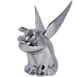 Chrome Pig W/ Wings Hood Ornament