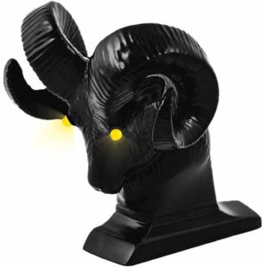 Matte Black Ram Head Hood Ornament W/ Amber LED Eyes