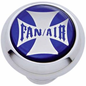 Blue Maltese Cross Fan/Air Dash Knob, Hex Mount