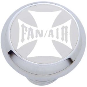 Small Silver Maltese Cross Fan/Air Chrome Dash Knob For Peterbilt, Kenworth, Ford, GMC & Freightliner Models