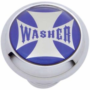 Blue Maltese Cross Washer Dash Knob, Hex Screw Mount