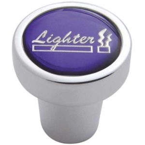 Chrome Cigarette Lighter Knob W/ Glossy Purple Sticker
