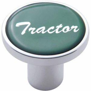 Chrome Air Valve Knob W/ Glossy Green Tractor Sticker & Hex Screw Mount