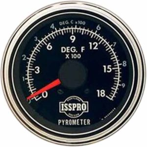 3 Inch 0-1800 Degree Pyrometer W/ Black Face, Chrome Bezel