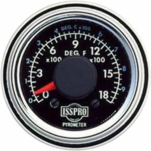 2 Inch 0-1800 Degree Pyrometer W/ Black Face, Chrome Bezel