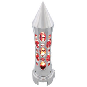 Chrome Daytona Gearshift Knob, Hex Screw W/ Red LED Adapter For 13/15/18 Speed