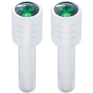 Door Lock Knob Chrome W/ Green Jewel