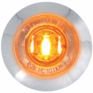 1 Inch Mini Screw-In Wide Angle Amber LED Clear Bowtie Lens Marker Light W/ Chrome Bezel