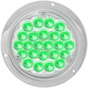 4 Inch Round 24 Diode Green LED Clear Lens Marker Light W/ Chrome Die Cast Housing