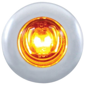 2 Diode Amber LED Amber Lens Mini Bulkhead Marker Light W/ Stainless Steel Bezel