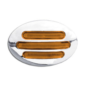 13 LED Flatline Small Oval Marker Light W/ Chrome Bezel - Amber LED/ Amber Lens
