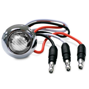 1 3/16 Inch OD 3 Diode Bulkhead Style Amber LED Light W/ Clear Lens & Chrome Bezel