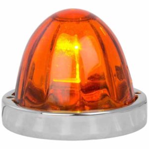 Flush Mount Dark Amber Watermelon Lens Marker/Clearance Light Assembly W/ Stainless Steel Bezel