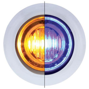 Mini Double Fury LED Clearance Marker Light W/ Bezel - Amber to Blue LED