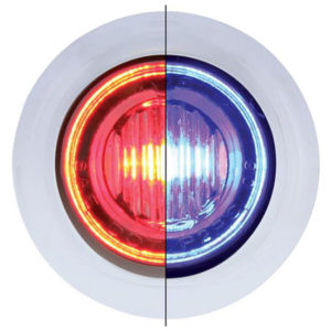 Mini Double Fury LED Clearance Marker Light W/ Bezel - Red To Blue LED