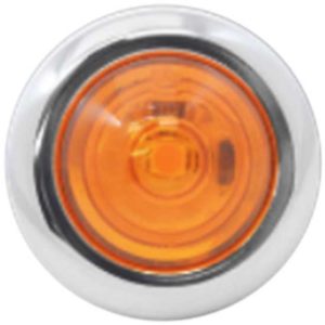 Single Diode Amber LED 3/4 Inch Mini Bulkhead Light W/ Amber Lens, Chrome Bezel