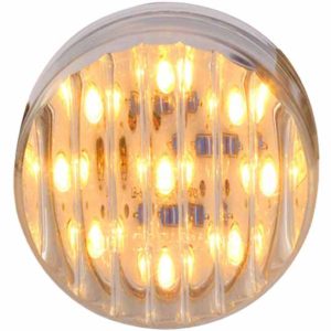 2 Inch Round 9 LED Clearance/ Marker Light W/ Rippled Lens - Amber LED/ Clear Lens